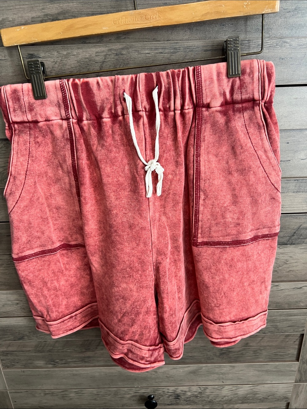 Zenana Outfitters Pink Washed Drawstring Lounge Shorts